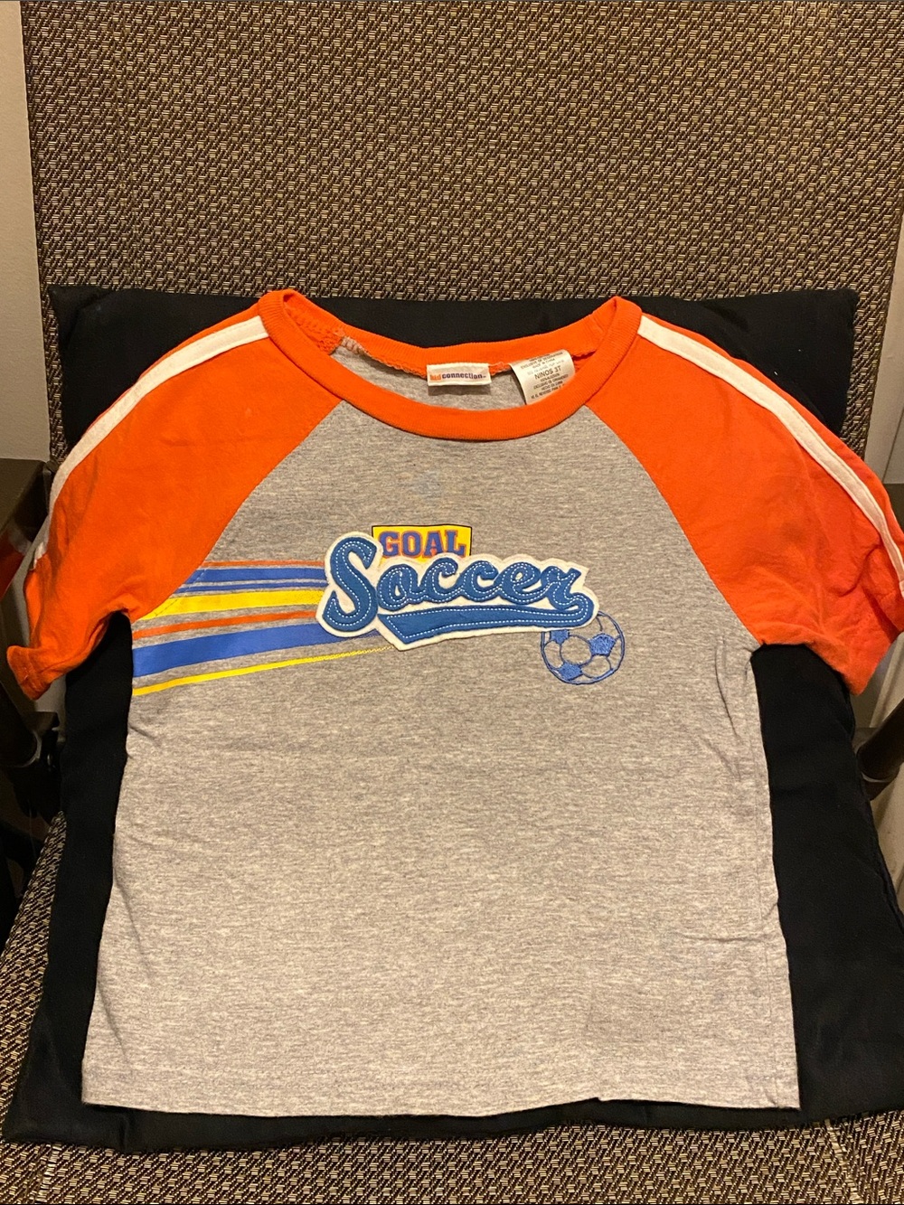 Kid Connection Boys Goal Soccer Raglan Tee - Orange & Gray 3T (B)